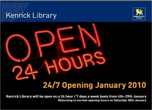 24hrs opening 2010 Kenrick Library Poster
