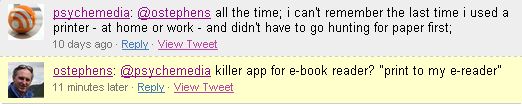 Twitter conversation about ebooks