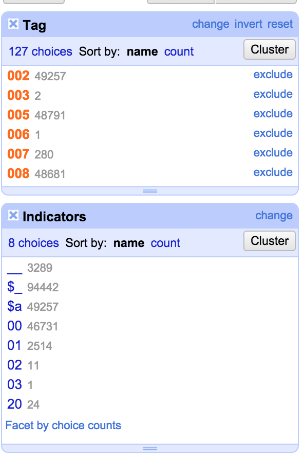 Tag and Indicator facets